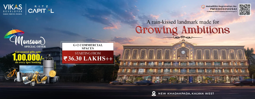Ritz Capitol Commercial Spaces New Khadakpada Kalyan West - G+2 Commercial Spaces Starting ₹36.30 Lakhs++ - MahaRERA PM1330002502542